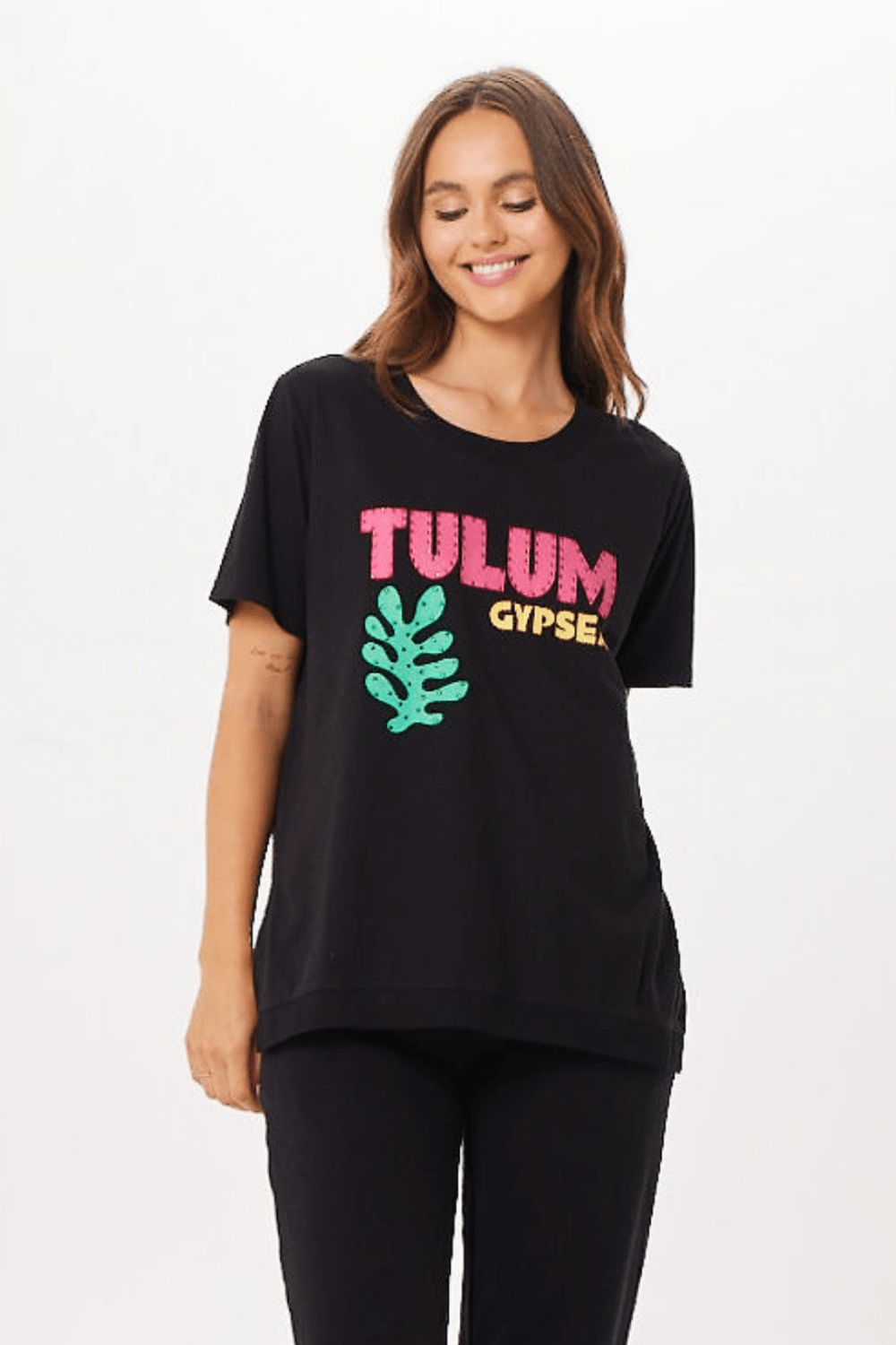 Black Tulum Jet Setter T-Shirt | Vintage Havana