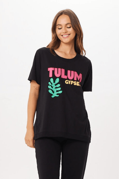 Black Tulum Jet Setter T-Shirt | Vintage Havana