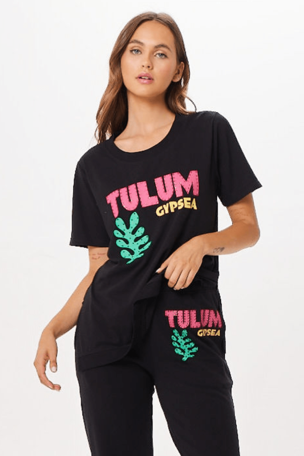 Black Tulum Jet Setter T-Shirt | Vintage Havana