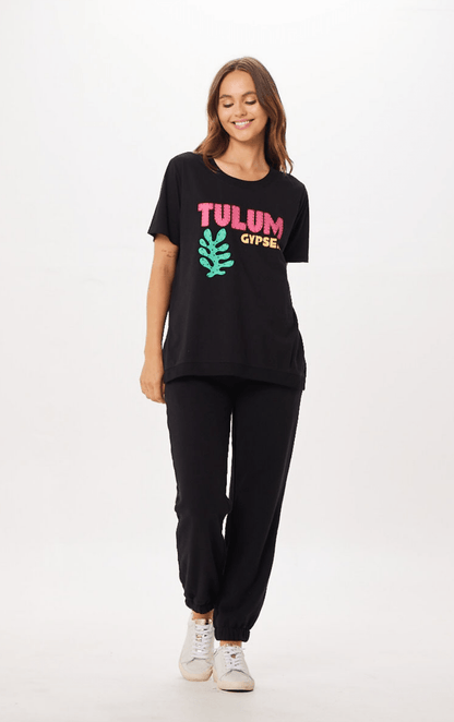 Black Tulum Jet Setter T-Shirt | Vintage Havana