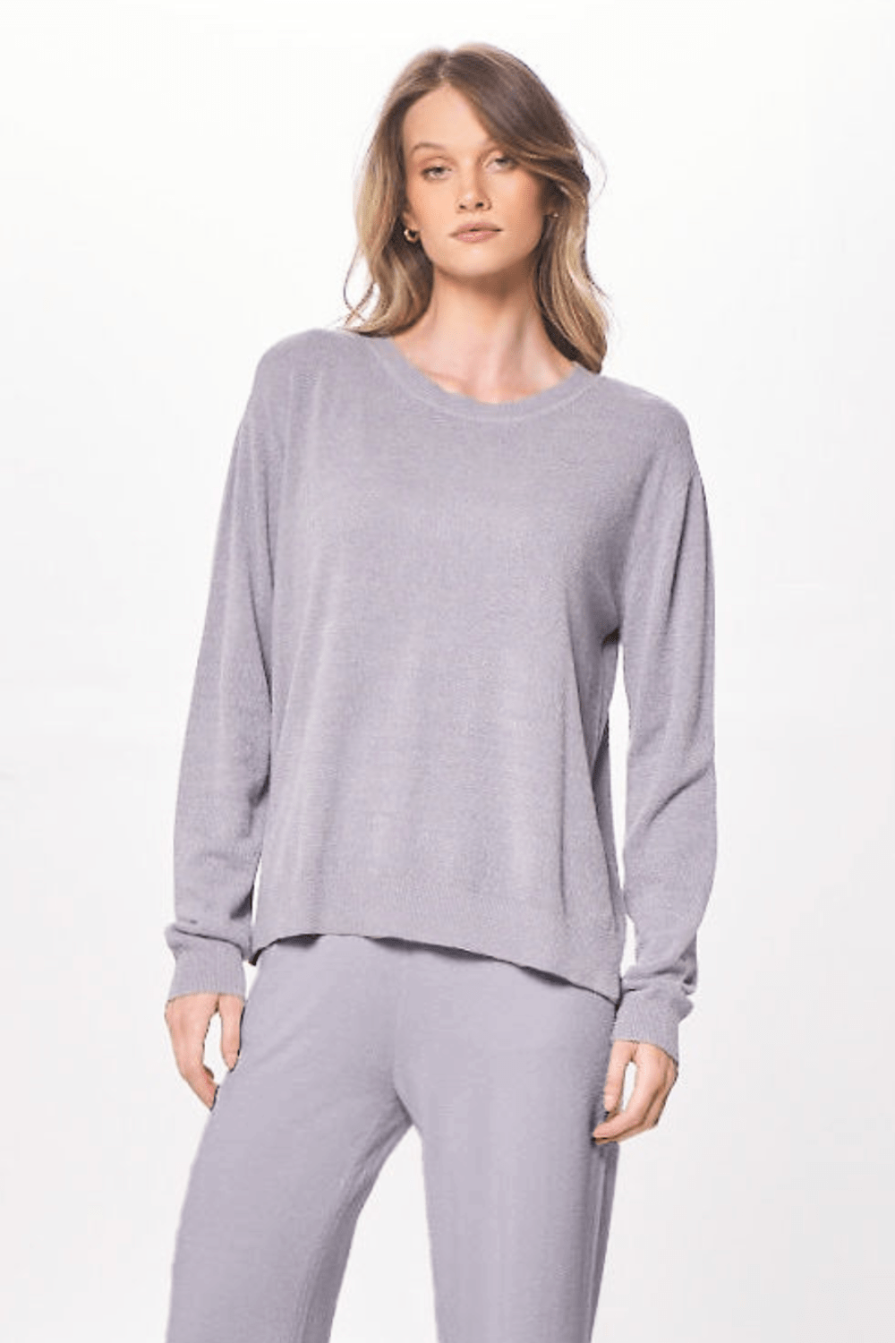 Cool Grey Plush Knit Crewneck | Vintage Havana