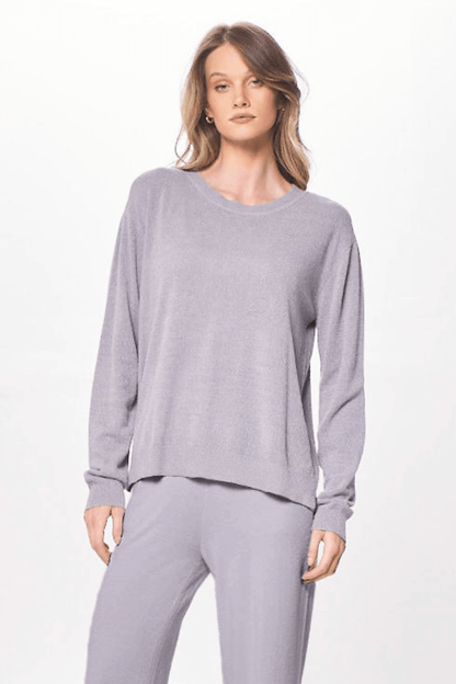 Cool Grey Plush Knit Crewneck | Vintage Havana