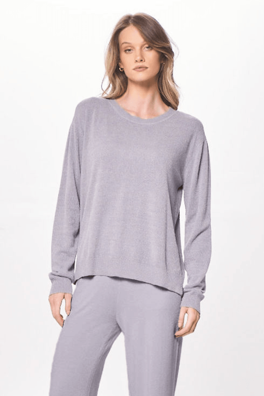 Cool Grey Plush Knit Crewneck | Vintage Havana