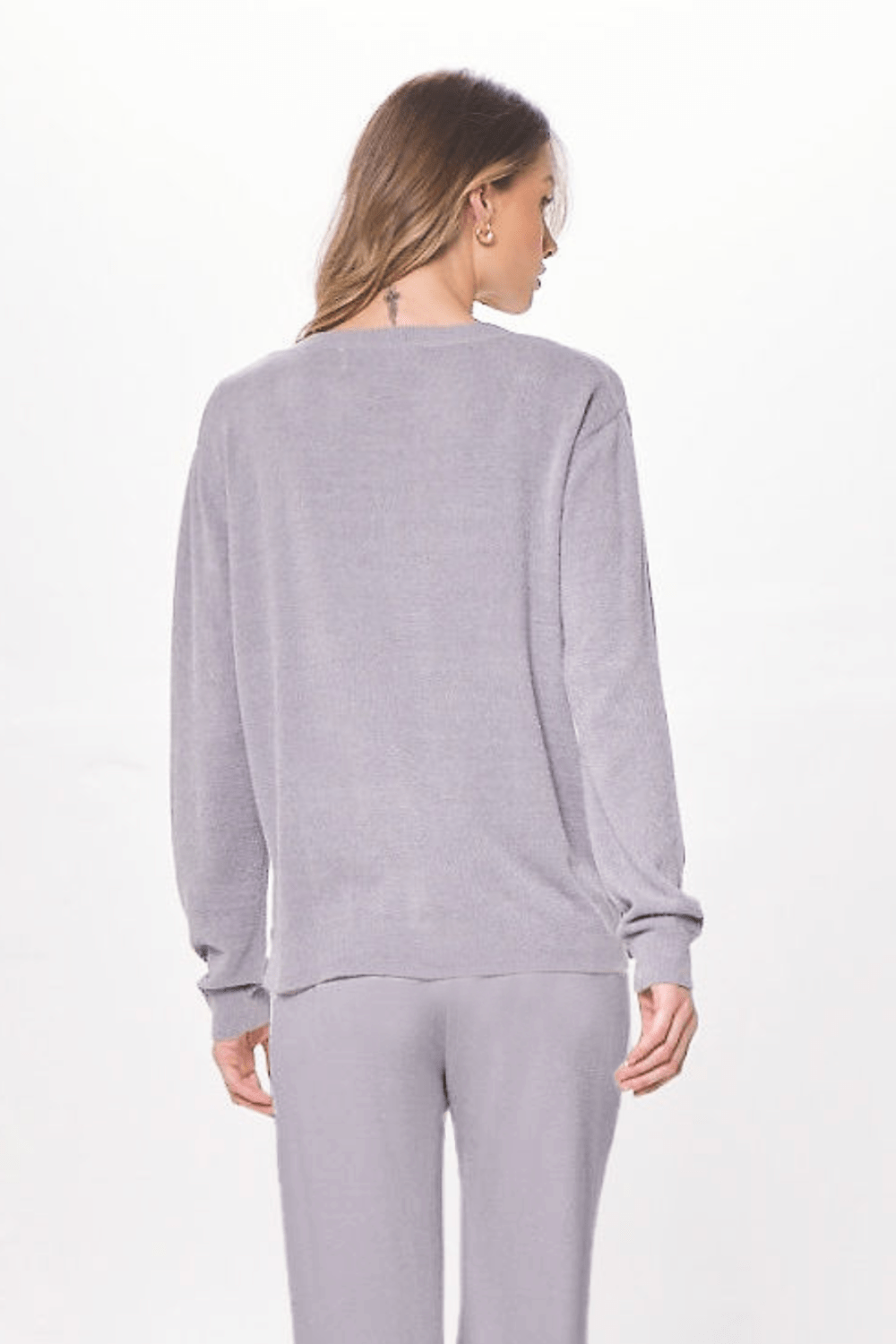 Cool Grey Plush Knit Crewneck | Vintage Havana