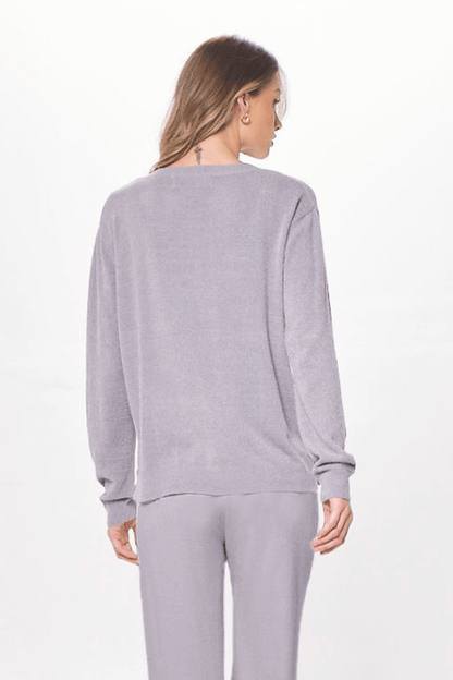 Cool Grey Plush Knit Crewneck | Vintage Havana