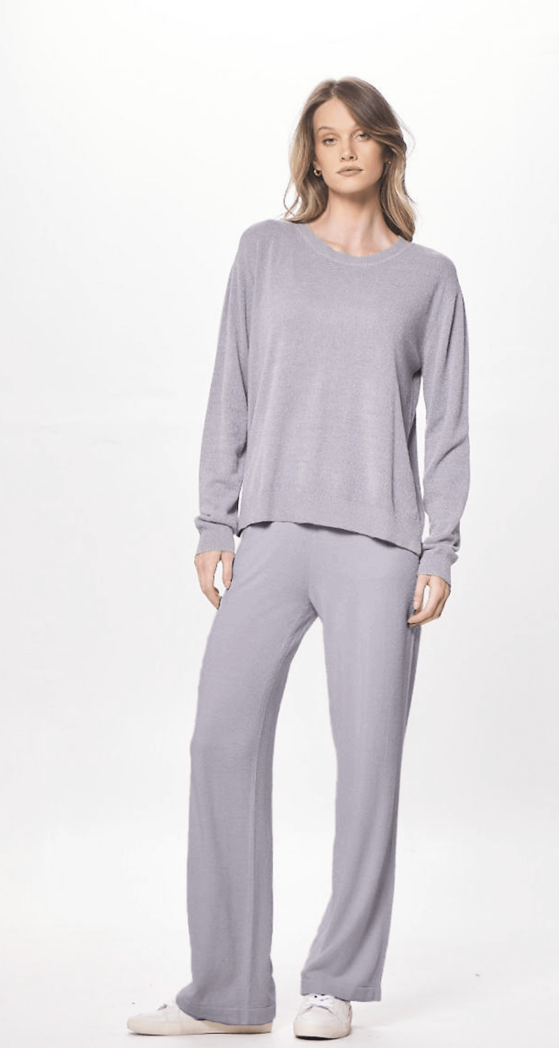 Cool Grey Plush Knit Crewneck | Vintage Havana