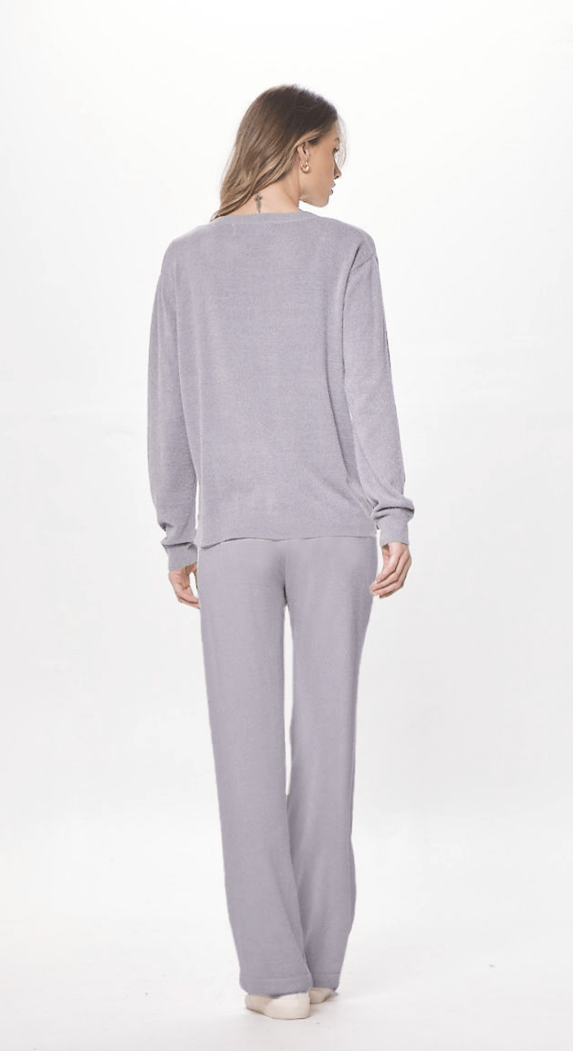 Cool Grey Plush Knit Crewneck | Vintage Havana