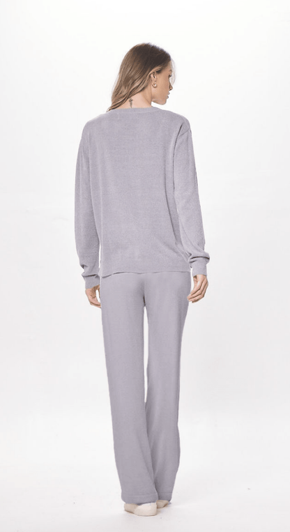 Cool Grey Plush Knit Crewneck | Vintage Havana