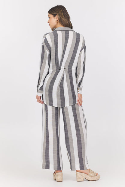 Lightweight Metallic Stripe Button Down | Vintage Havana