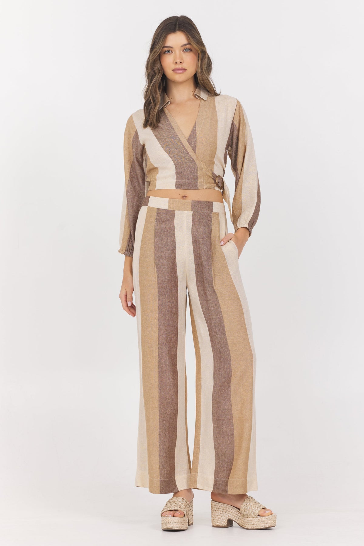 Woven Metallic Stripe Surplus Top | Vintage Havana