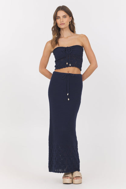 Navy Crochet Tube Top | Vintage Havana