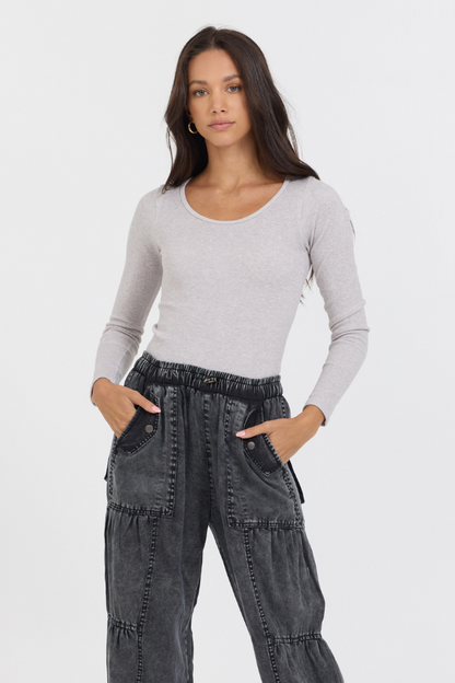 Heather Grey Seamless Long Sleeve Tee | Vintage Havana