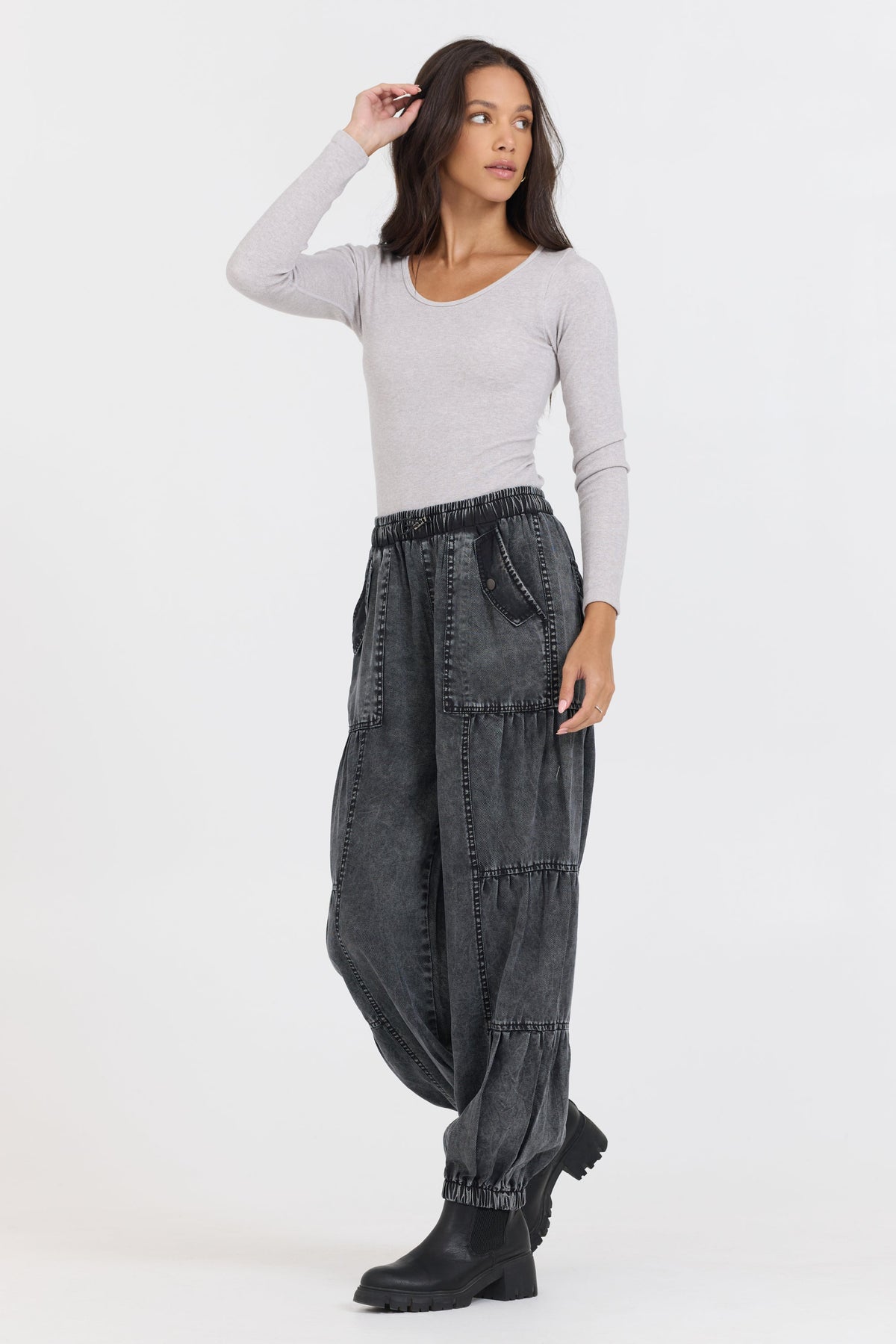 Heather Grey Seamless Long Sleeve Tee | Vintage Havana