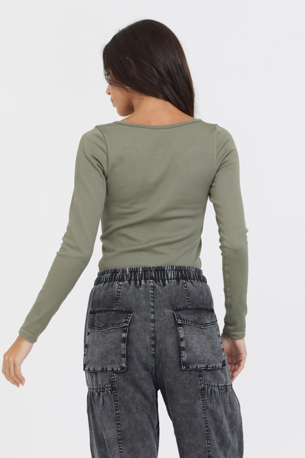 Olive Seamless Long Sleeve Tee | Vintage Havana