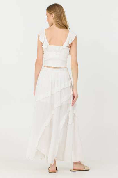 Clean White Rayon Crinkle Flutter Sleeve Top | Vintage Havana