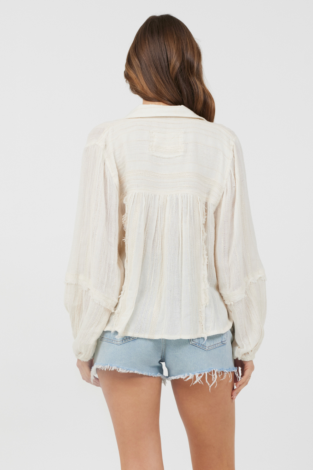 Ivory Multi Texture Polo Blouse | Vintage Havana