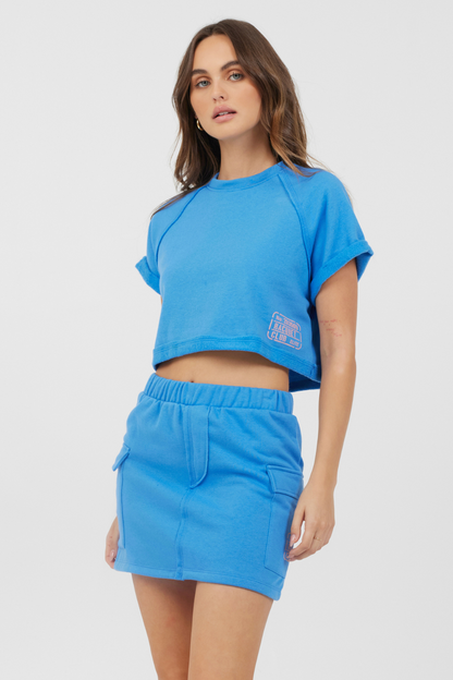 Azure Blue Fleece Tee w/ Print | Vintage Havana