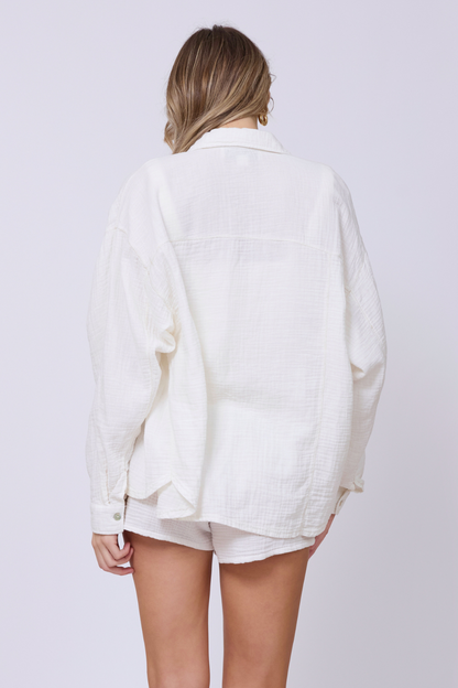 Washed White Gauze Button Up | Vintage Havana