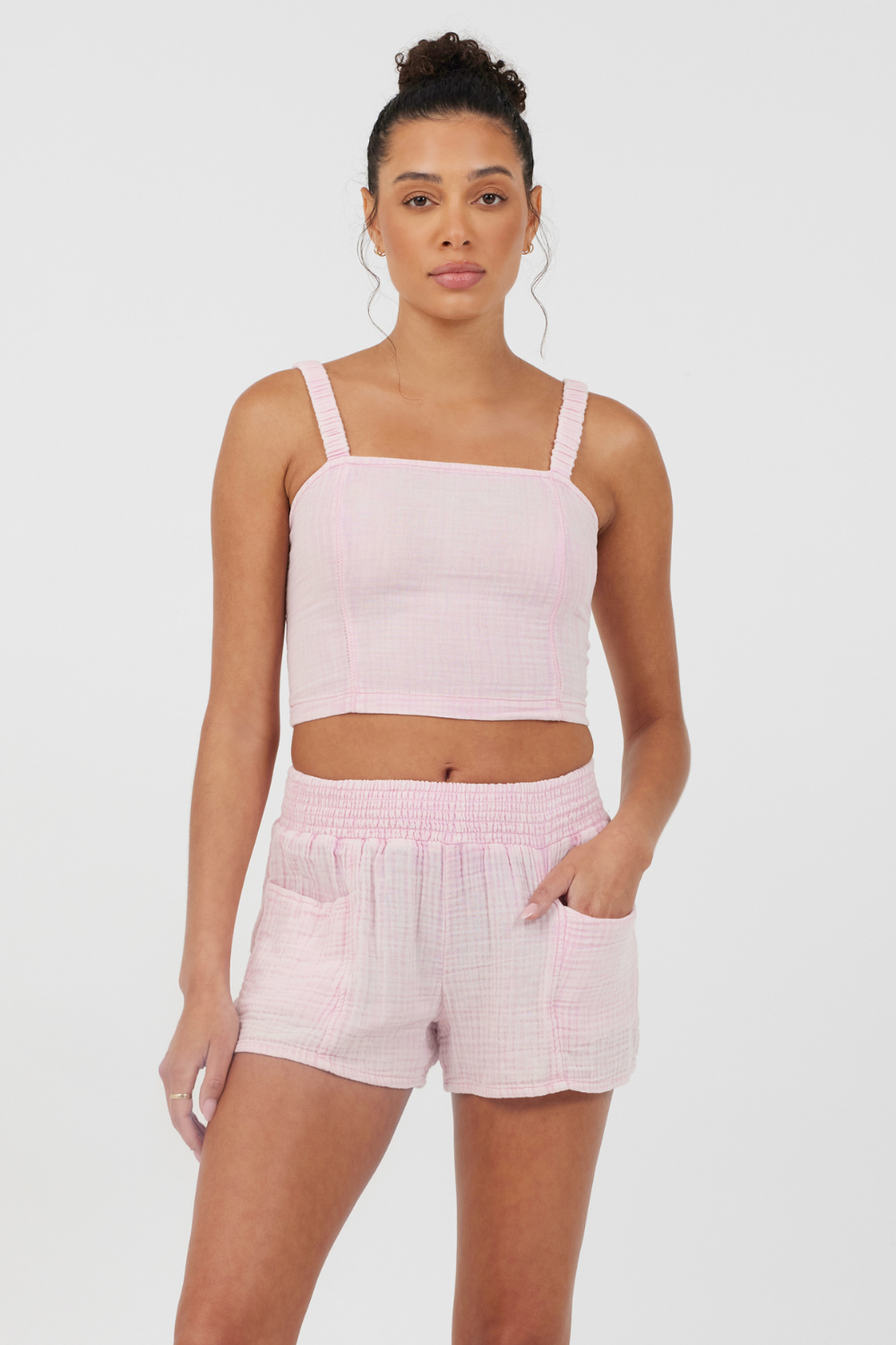 Washed Pink Gauze Cropped Tank | Vintage Havana
