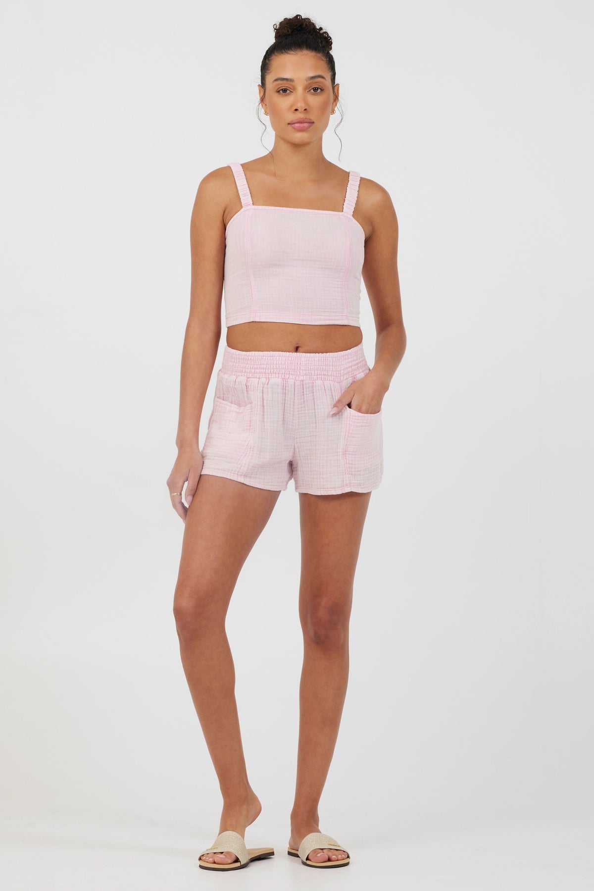 Washed Pink Gauze Cropped Tank | Vintage Havana