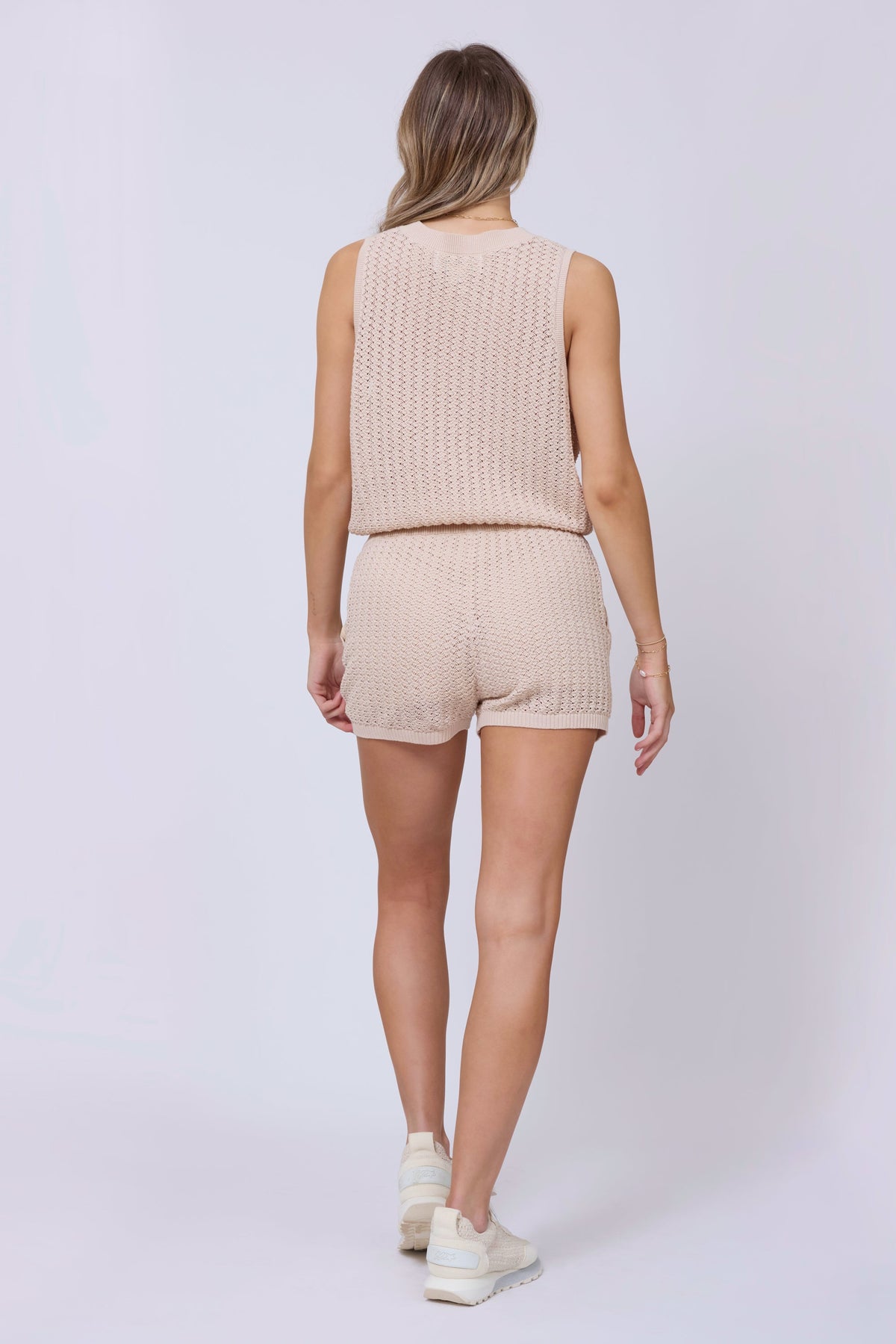 Bali Beige Open Crochet Tie Tank | Vintage Havana