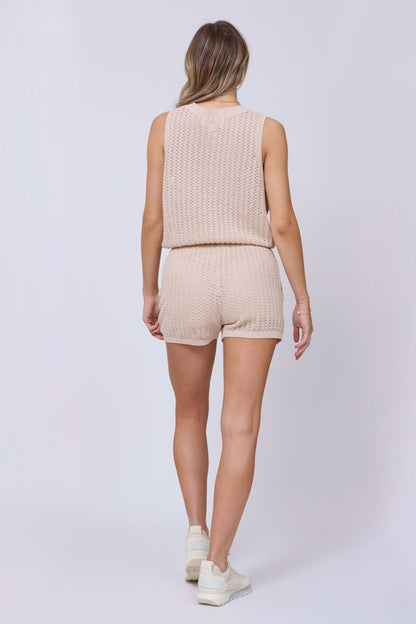 Bali Beige Open Crochet Tie Tank | Vintage Havana