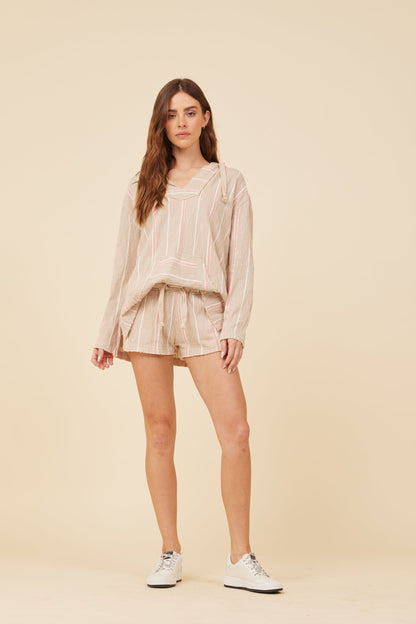 Soft Tan w/ Mixed Stripes Textured Short | Vintage Havana