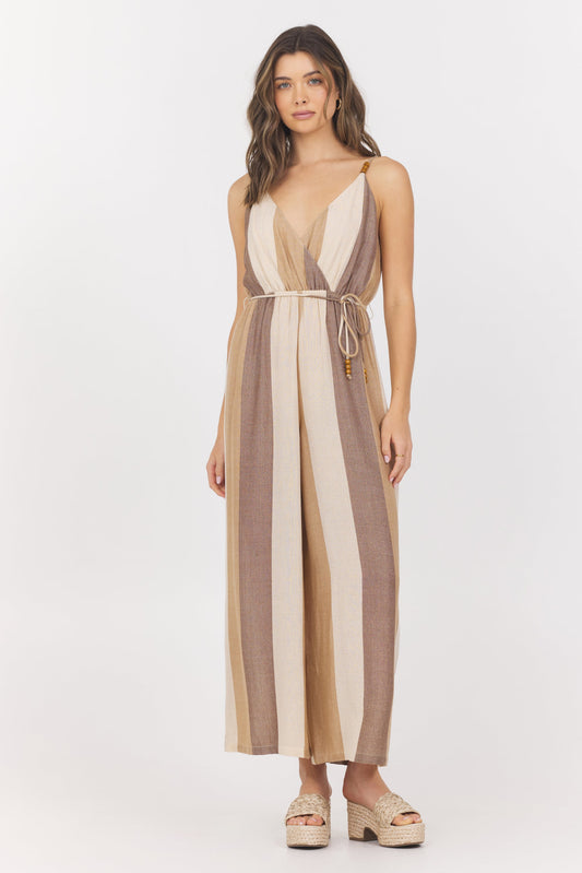 Woven Metallic Stripe Jumpsuit | Vintage Havana