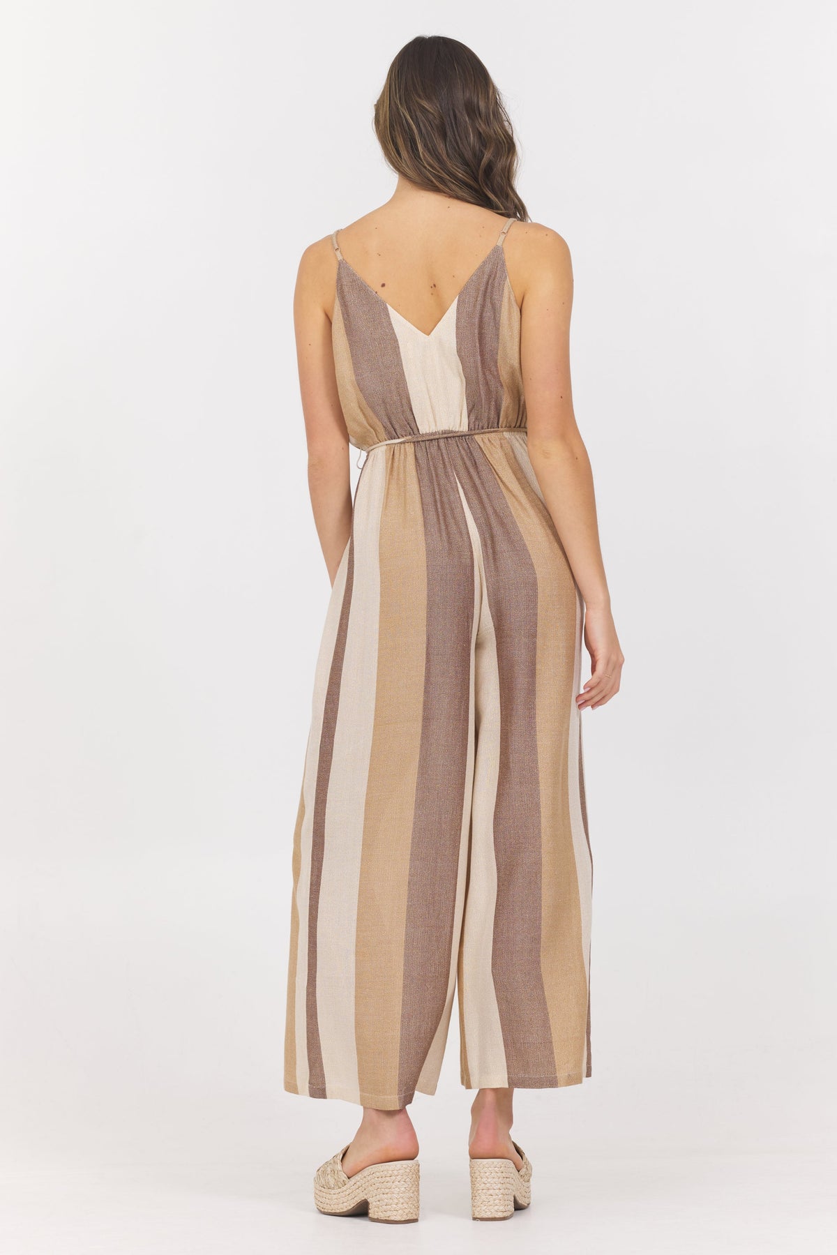 Woven Metallic Stripe Jumpsuit | Vintage Havana