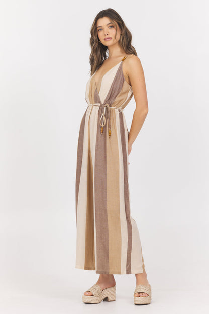 Woven Metallic Stripe Jumpsuit | Vintage Havana